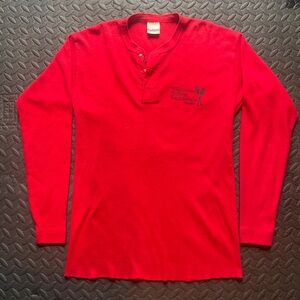 Red Long Sleeve Henley Shirt